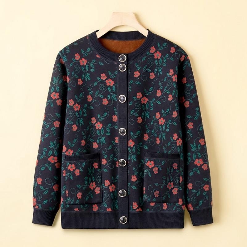 

Вязаный кардиган свитер для пожилых людей среднего возраста, наряд для мамы, утолщенная одежда для пожилых людей, бабушкино осенне-зимнее пальто, женское 4XL