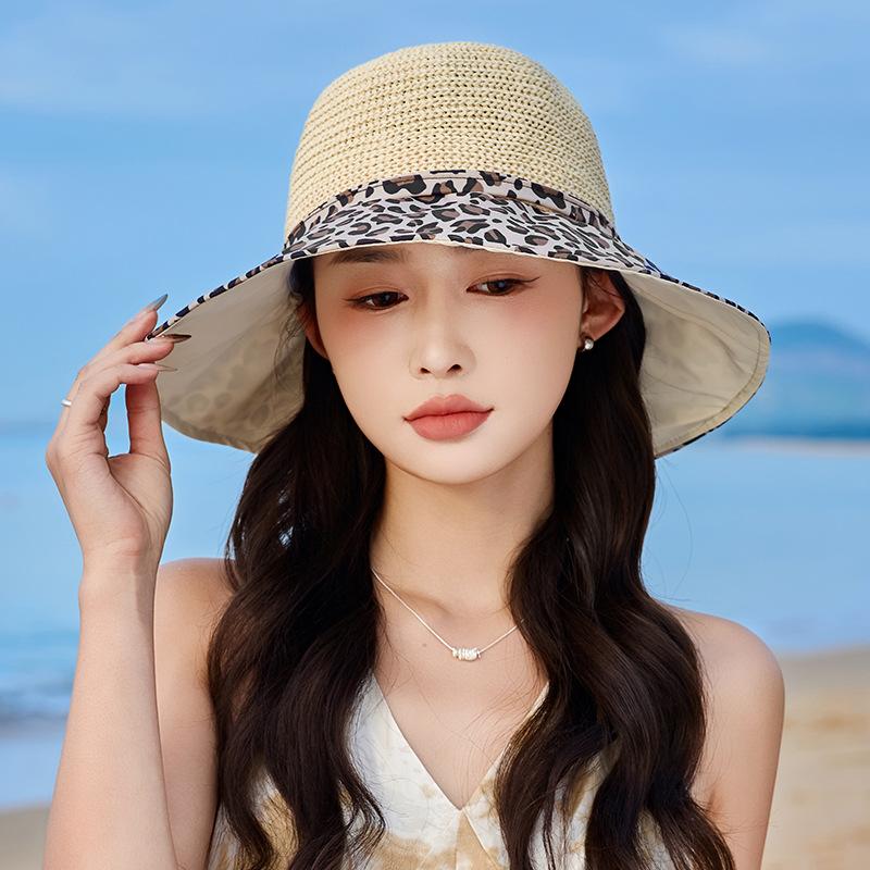 

Летняя новая шляпа, женская солнцезащитная шляпа с леопардовым принтом, летняя шляпа-ведро с защитой от ультрафиолета ONE SIZE