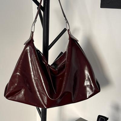 Autumn Winter New Single Shoulder Bag Oil Leather PU Large Capacity Tote Bag Retro Western Soft Leather Handheld Crossbody Bag