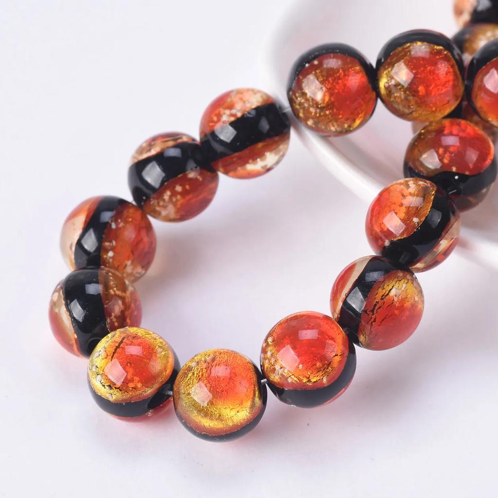 5 st Runda Självlysande 8mm 10mm 12mm Dubbelsidiga Handgjorda Lampwork Glas Lösa Pärlor för Smyckestillverkning DIY Hantverksfynd