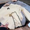 Girls Long Sleeve T-Shirt With Ruffle Trim Bow Detail Soft Cotton Blend Top Fall Kids Fashion
