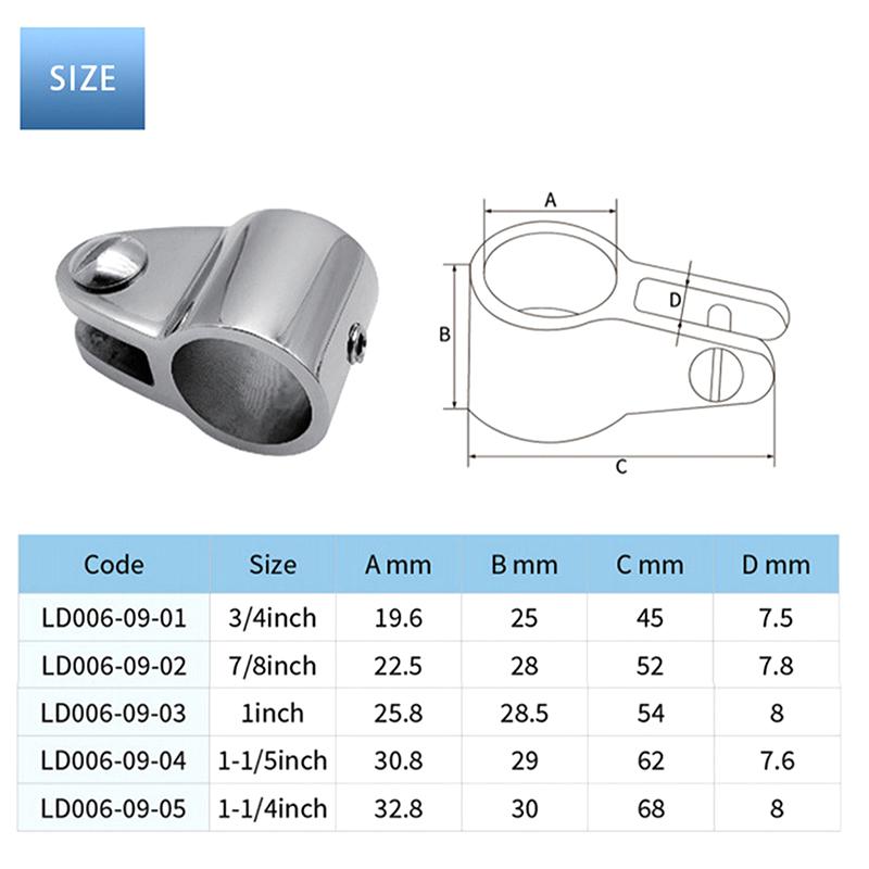 1Pc Boat Bimini Top Fitting Deck Hinge Slide Cap 19-32Mm Pipe Eye End Cap External Eye End Canopy Tube Boat Accessories