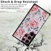 For Samsung Galaxy S22 Ultra 5G Phone Case Kickstand Flower Leather Coated TPU Cover