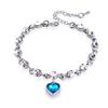 Silver Bracelets with Crystal Romantic Love Bracelet Blue Zircon Heart Shape Sweet Style Valentine's Day Gift Jewelry for Women