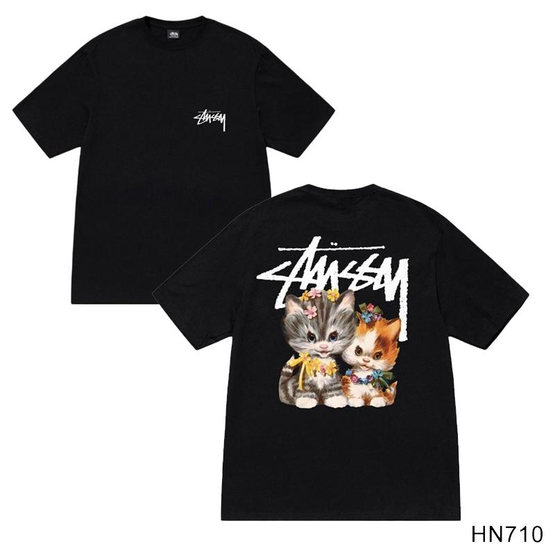 Stussy 2025 Sommer Neues Hochwertiges Rundhals-T-Shirt aus Baumwolle für Männer und Frauen Klassisches Logo mit neuem Musterdruck Paar-T-Shirt