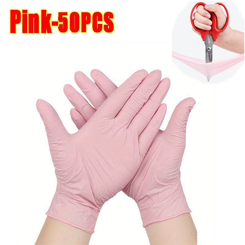 10/100PCS Pink Nitrile Gloves Disposable Latex Gloves Powder Free for Household Cleaning Beauty Salon Working Kitchen Gloves