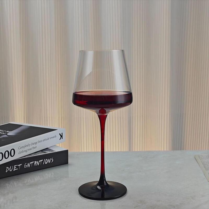OLOEY Red Bow Tie Burgundy Wine Glasses Set