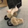 Pack Head Winter Fur Slippers For Women With Nonslip Pu Sole Comfortable Indoor Outdoor Shoes