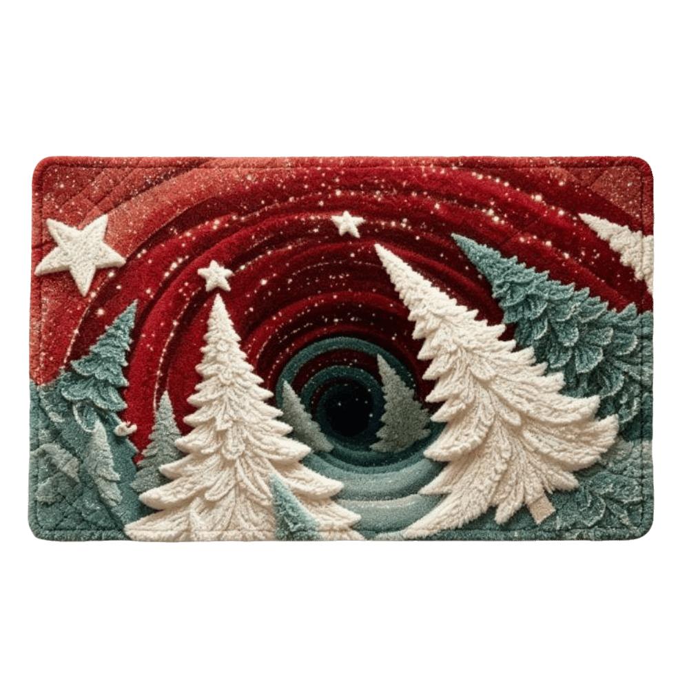 Santa Claus Christmas 3D Illusion Rug 2D Flat Printed Xmas Rug Christmas Small Carpet Christmas