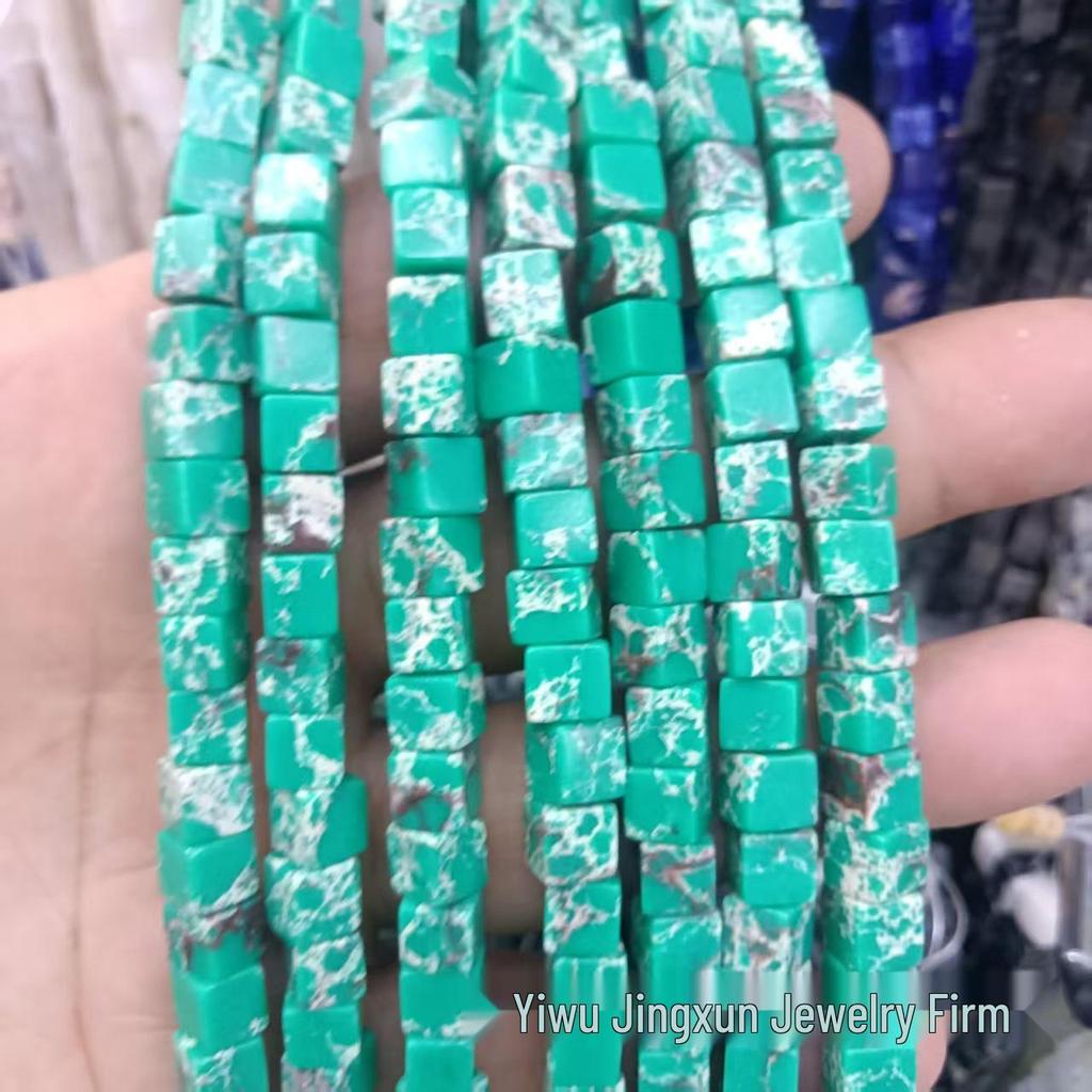 6x6mm Quadratische Rosenquarz-Achat-Perlenkette - Naturstein DIY-Zubehör