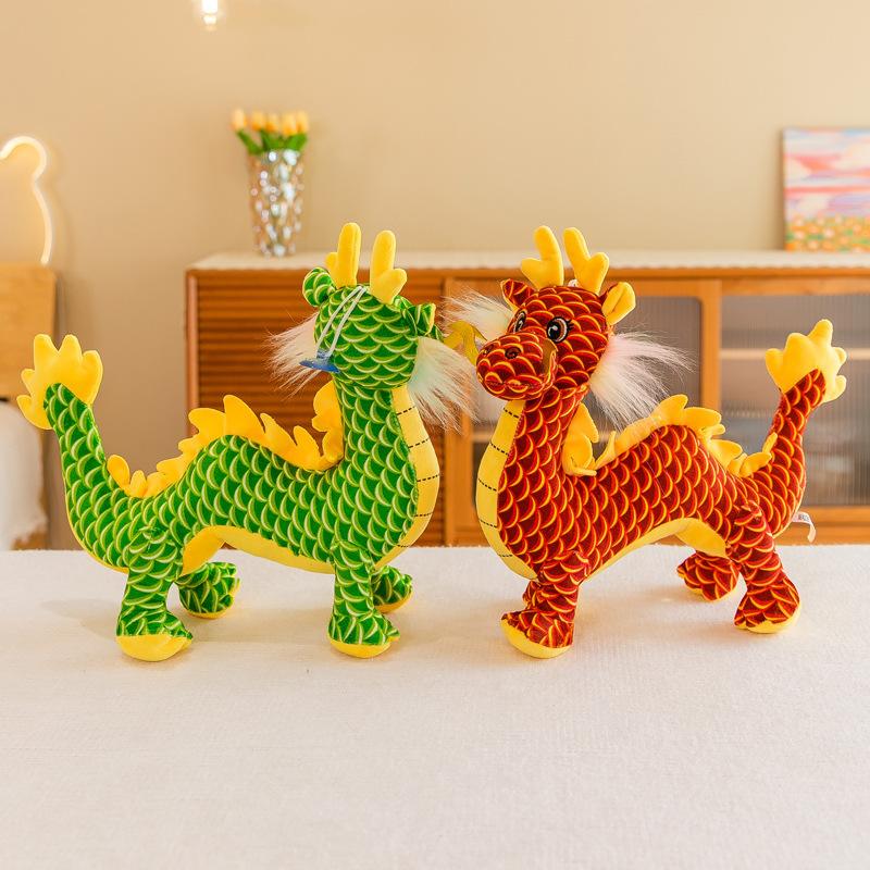 Neue Imitations-Drachenpuppe Tierkreis-Drache Plüschtier Dinosaurierpuppe Kreativer Drache Neujahrsgeschenk Ornament Stoffpuppe