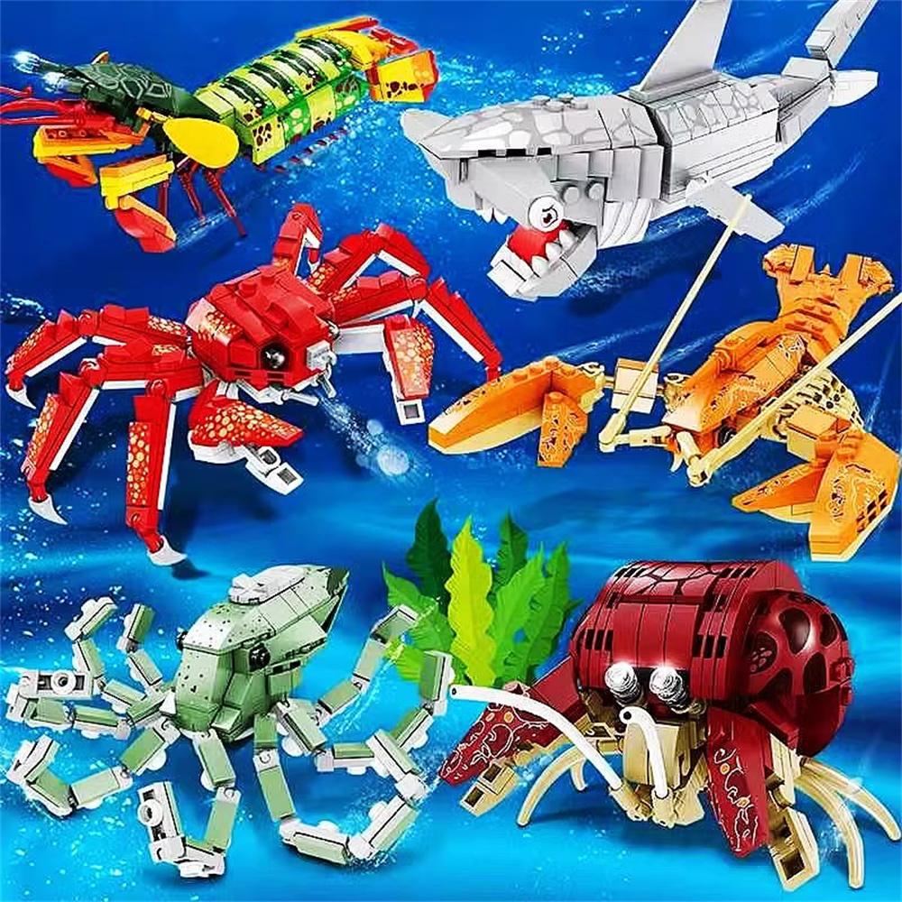 Marine Organism Building Blocks Toy - Explore and Build Educational Marine Organisms for Creative Collection Children's Series
