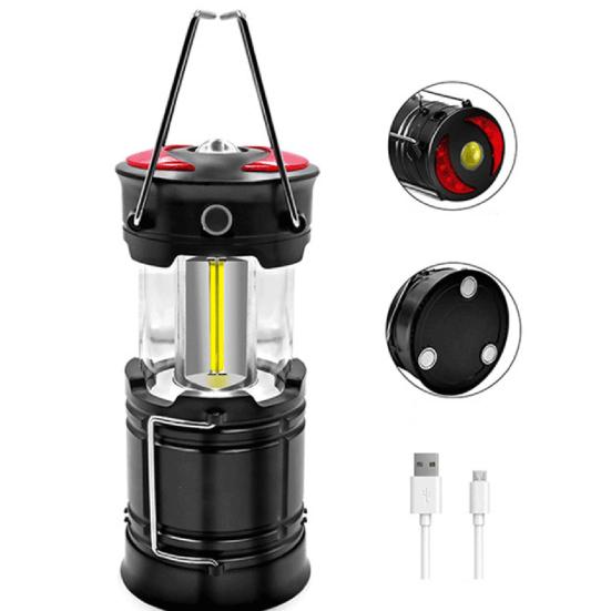 LED Camping Lantern Outdoor Rechargeable Battery Powered 2-in-1 Emergency Light Handheld Telescopic Camping Light