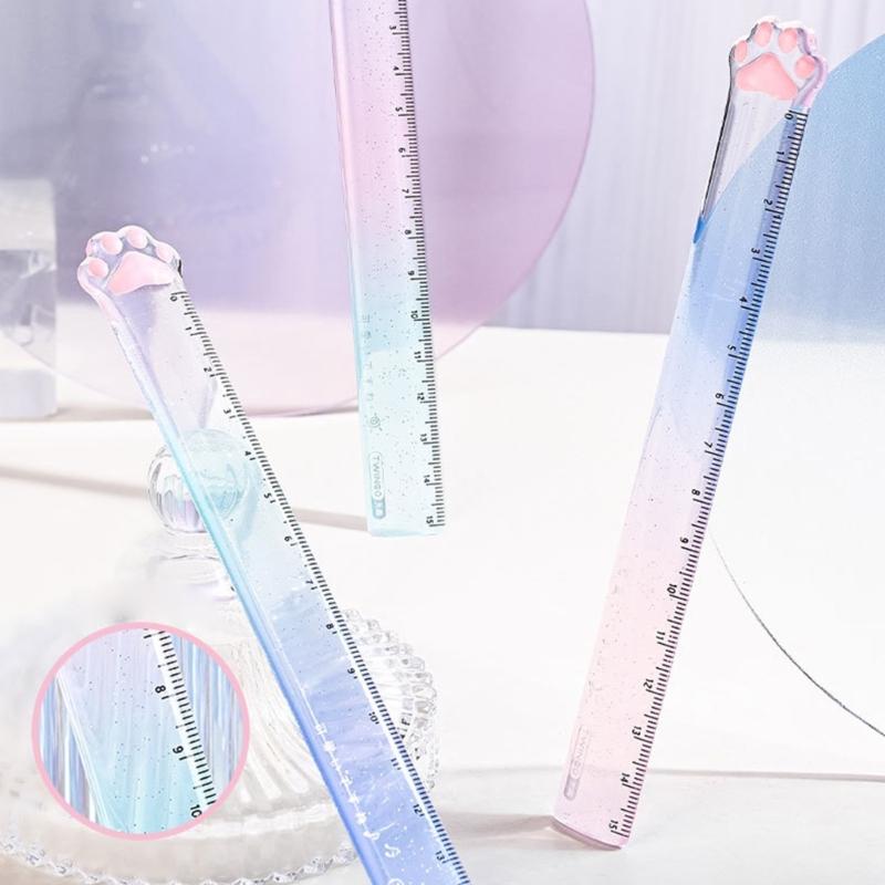 2 kusy Pravítko kočičí tlapky Kreslené pravítko Plastové odměrné pravítko Multifunkční pravítko na kreslení Dárek pro studenta