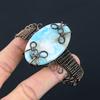 Larimar Gemstone Pure Copper Wire Wrapped Handmade Cuff/ Bangle Jewelry For Her