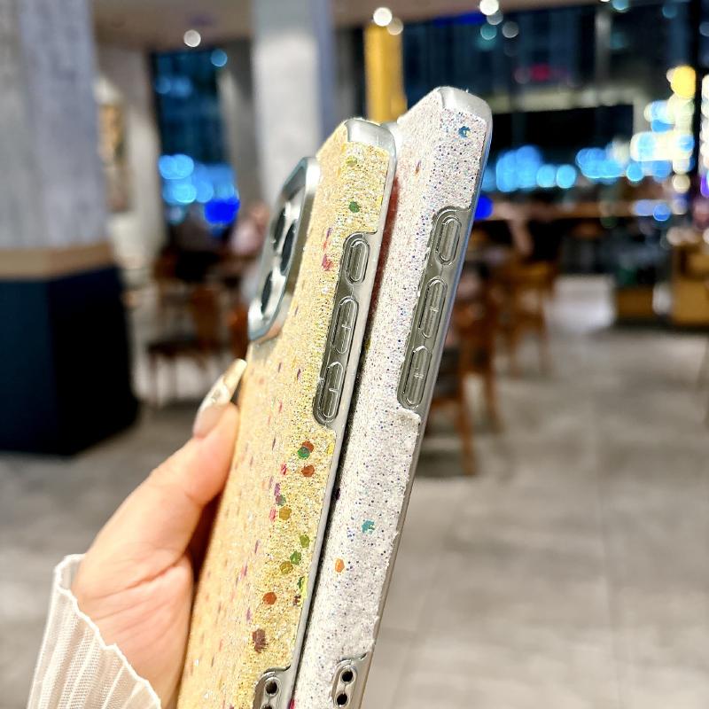 New Luxury Solid Color Shimmering Powder Soft TPU Phone Case For iPhone 16 Pro Max 14 11 12 13 15 Pro Max Plus Bumper Back Cover
