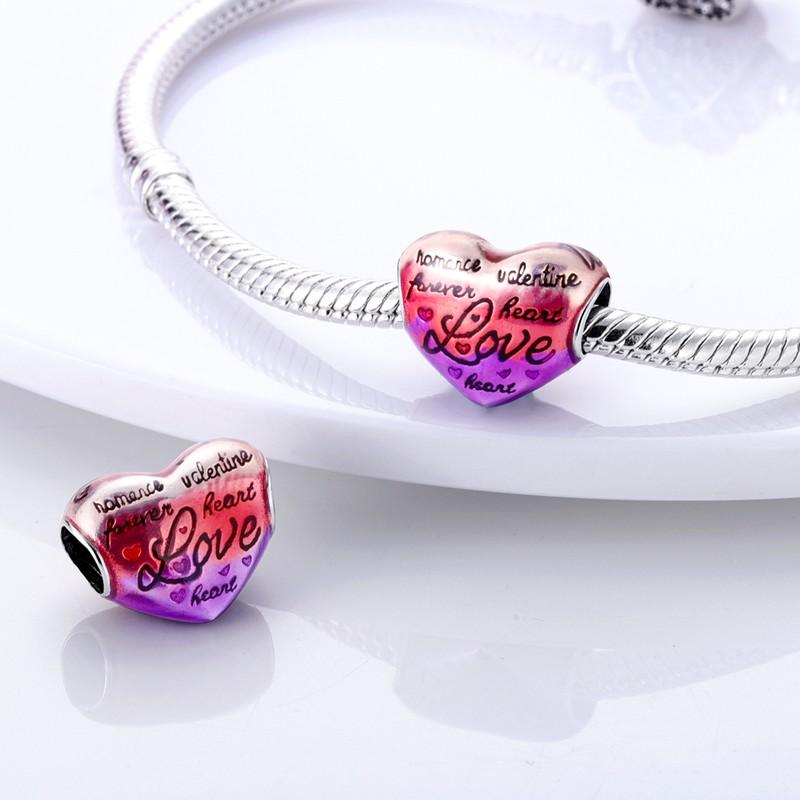 Heart Shape Copper Family Lover Affection Pendant Charm Beads Fit Original Fashion Bracelet Diy Jewelry For Women