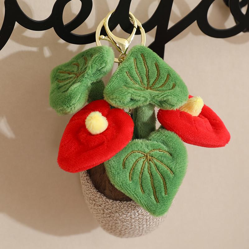Artificial Potted Green Plants Plush Toys Backpack Key Pendant Super Soft Dolls Comfort Pillow Cartoon Girls Boys Birthday Gift