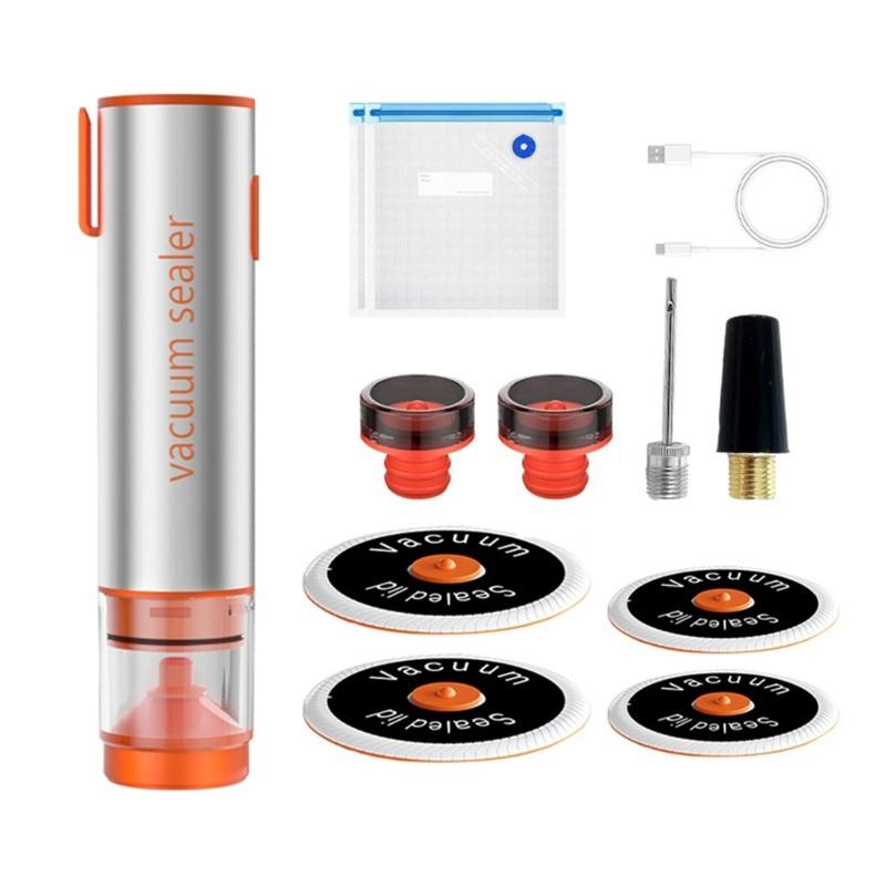 Convenient Jar Sealer and Accessories Food Saver Vacuum Sealer Vacuum Sealer Set Metal Texture for Food Preservation 1