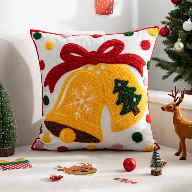 45x45cm Santa Claus and Snowflake Decoration Pillow Cover, Light Luxury and Simple Sofa Cushion Cover Without Pillow Insert