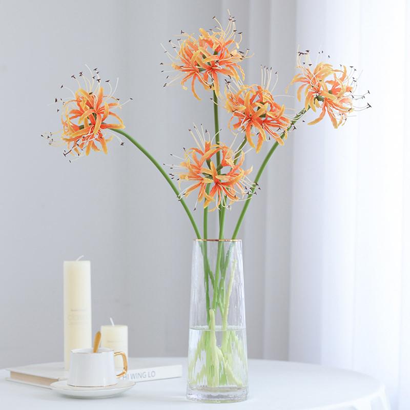 Wedding Pink Red Spider Lily Silk Simulation Flower Office Decoration 67Cm Artificial Red Spider Lilies Branches Red Flowers