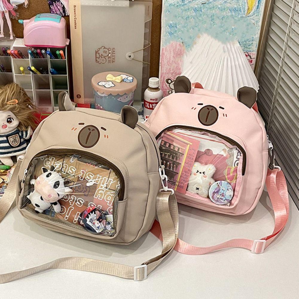 Large Capacity Capybara Shoulder Bag Harajuku Canvas Tote Bag Lovely Transparent Itabag  Shopping