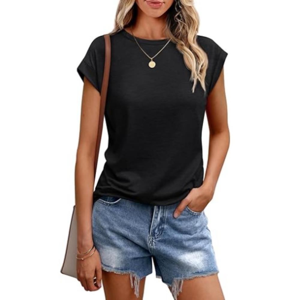 2026 Summer Women's Solid Color Round-neck Short-sleeved T-shirt