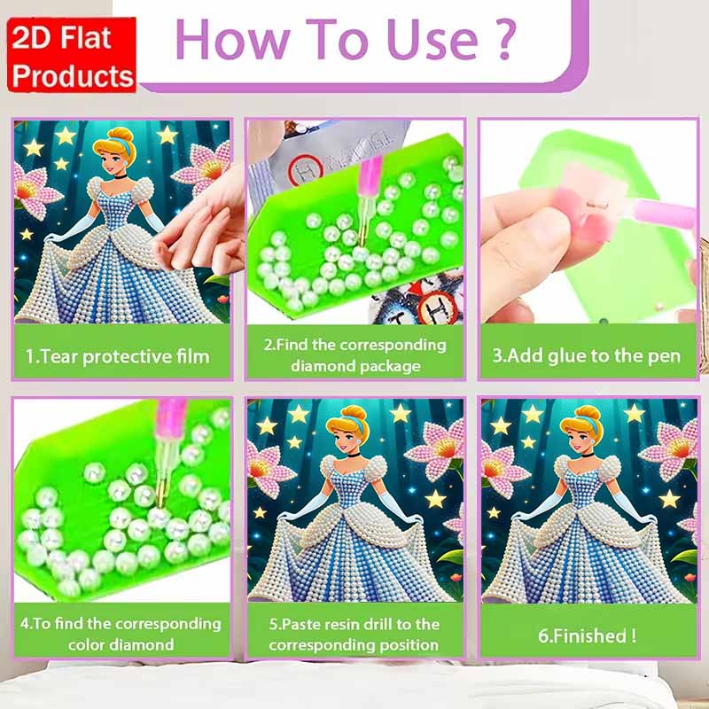 Disney Conjunto de Pintura com Pérolas Cinderela A Pérola da Floresta Obra de Arte Exquisita e Brilhante Perfeito para Decoração de Parede de Casa e Presentes Artesanais