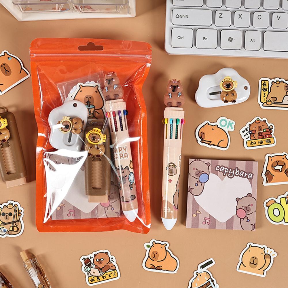 Cartoon Animal Stationery Functional Kawaii Stationery Set Kapibara Stationery Set Cute For Students Art Events Schools