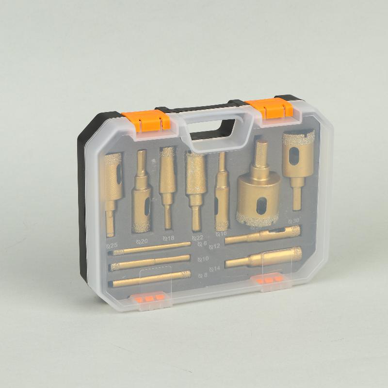 12Pcs Diamond Brazing Drill Bit Set Box Angle Grinder Hole Opener Glass Marble Granite Ceramic Hole Saw Kit Stone Reaming Bit