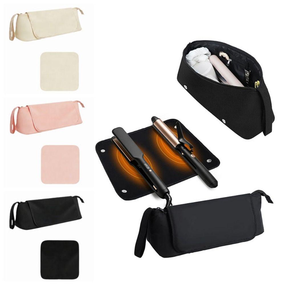Soft Magnetic Curler Storage Bag Foldable Curling Iron Carrying Case Home Storage