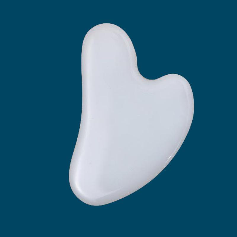 Heart-Shaped Rose Quartz Dual Roller & Massage Board Set - Non-Jade White Facial Tool