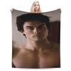 VIKAMA Vampire Diaries Damon Portrait Flannel Blanket Girl Warm Cozy Throw Blanket Autumn Couch Chair Bedspread Sofa Bed Cover