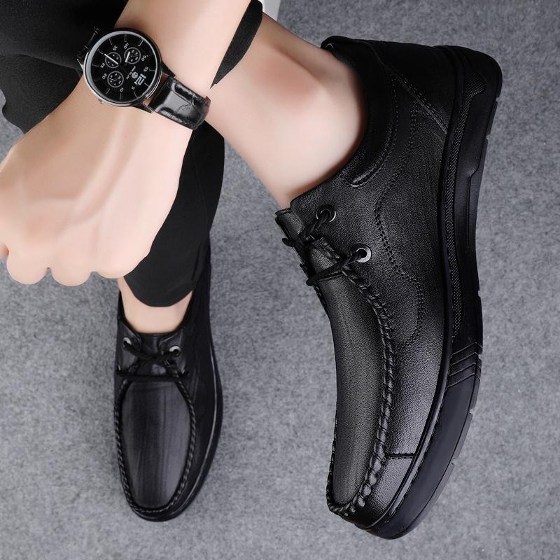 Fashion Men Handmade Top Layer Cowhide Casual Slip On Shoes Genuine Leather Men Loafers Outdoor Comfortable Breathable Men Shoes