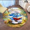Custom Name The Smurfs Printed Round Rug Carpet Chair Rug Area Rug Entryway Doormats,for Office Chair Living Room Bedroom Kitchen Room.