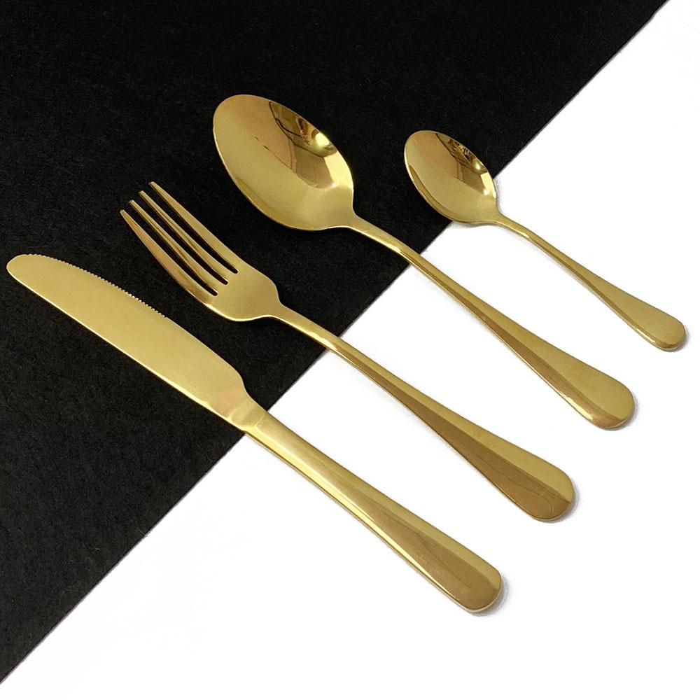 4Pcs/Set Dinnerware 304 Stainless Steel Mirror Rainbow Cutlery Set Kitchen Fork Coffee Spoon Knife Tableware Silverware Set