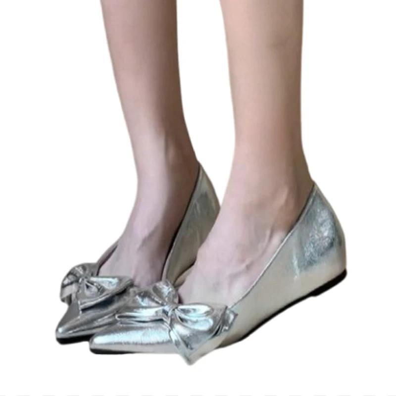 Bow Flats Women Shoes Pointed Toe Loafers Shoes Autumn Walking Running Sport Cozy Woman Sneakers 2025 Trend Lady Zapatos