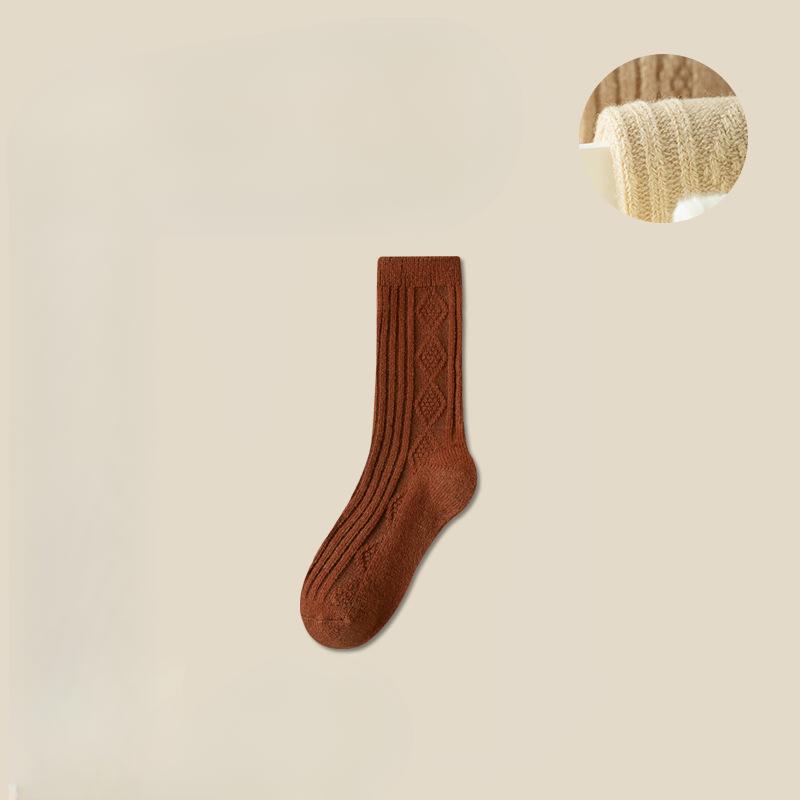 Female Autumn and Winter Plus Velvet and Thick Month Son Wool Long Pile Socks