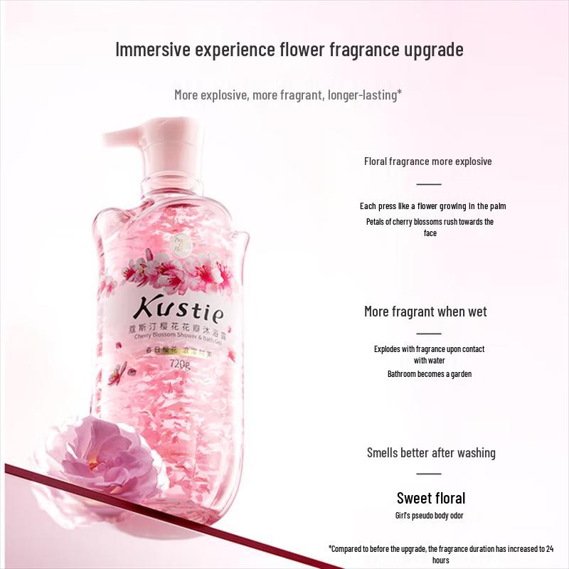 Kustie Cherry Blossom & Rose Long-Lasting Fragrance Shower Gel Set