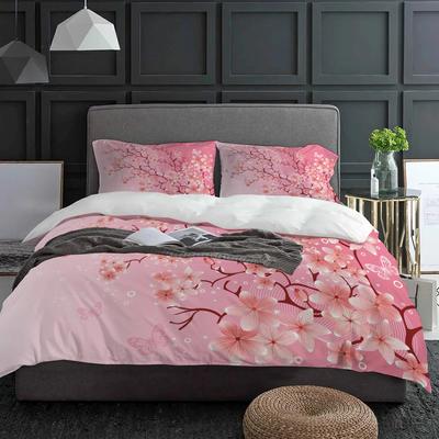 Pink Cherry Blossom Flowers Butterfly Bedding Set 3pcs Duvet Cover Pillowcase Kids Adult Quilt Cover Double Bed Set Home Textile