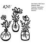 Commercial Space Wall Decoration 3Pcs Black Metal Flower Decor, Rustic Farmhouse Boho Art, Home Office Art Vase Floral Hanging Decor for Bathroom