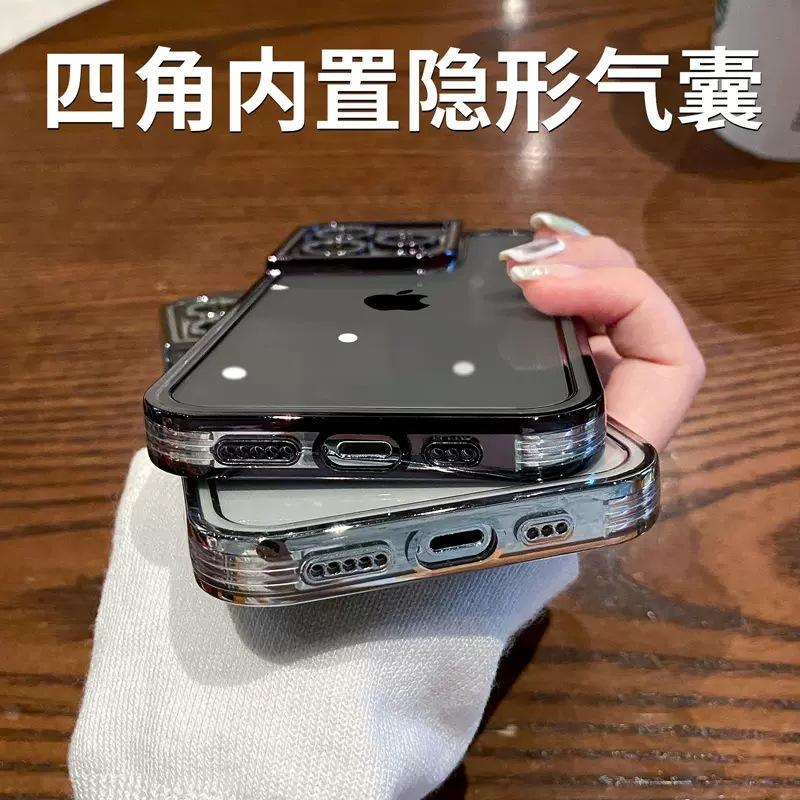 Applicable to iPhone15PROMAX electroplated TPU glitter lens mobile phone case Apple 16 transparent all-inclusive silicone soft