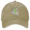 Alien and Astronaut Reading on Moon Vintage Denim Baseball Cap Adjustable Outdoor Sports Cap