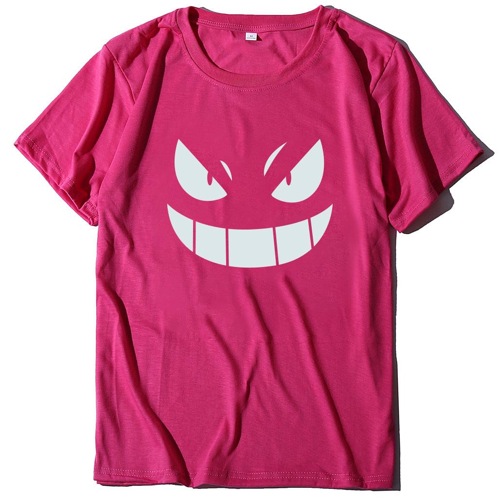 Unisex European-American Plus Size T-shirt with Evil Funny Face Art Print