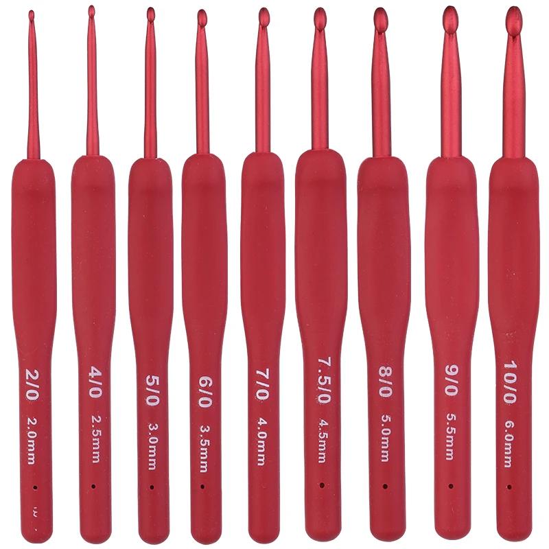 

Red Crochet Hook Ergonomic Handle for Arthritic Hands Extra Long Knitting Needles for Beginners and Crocheting Yarn