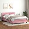 Box Spring Bed with Mattress Pink 160x220 cm Velvet