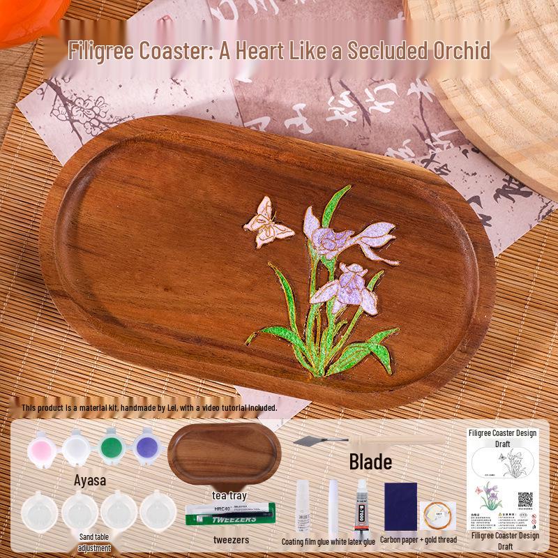Children's Day Cloisonné Enamel Coaster DIY Kit - Chinese Style Tea Mat for Parent-Child Activities