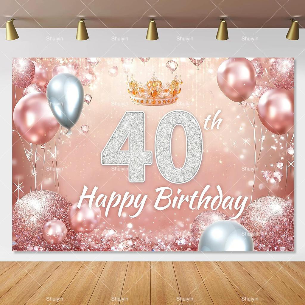 Sweet Rose Gold Birthday Backdrop Girl Lady 16/18/30th Anniversary Birthday Party Decor Age Custonized Banner Poster Photo Props