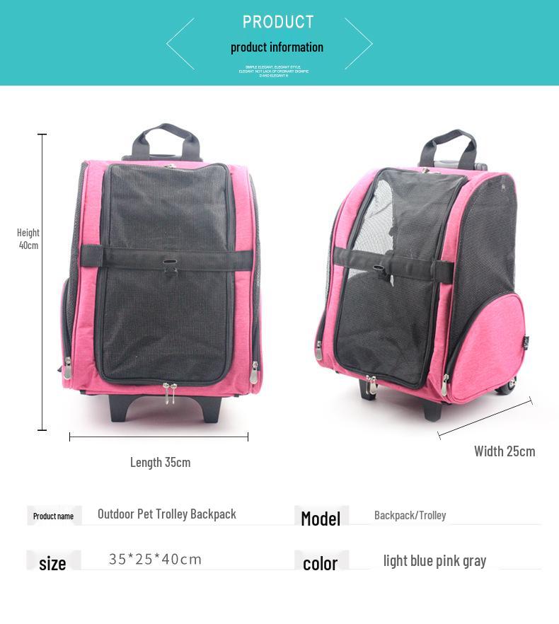 Pet Trolley Bag: Portable Two-Wheel Travel Backpack for Dogs