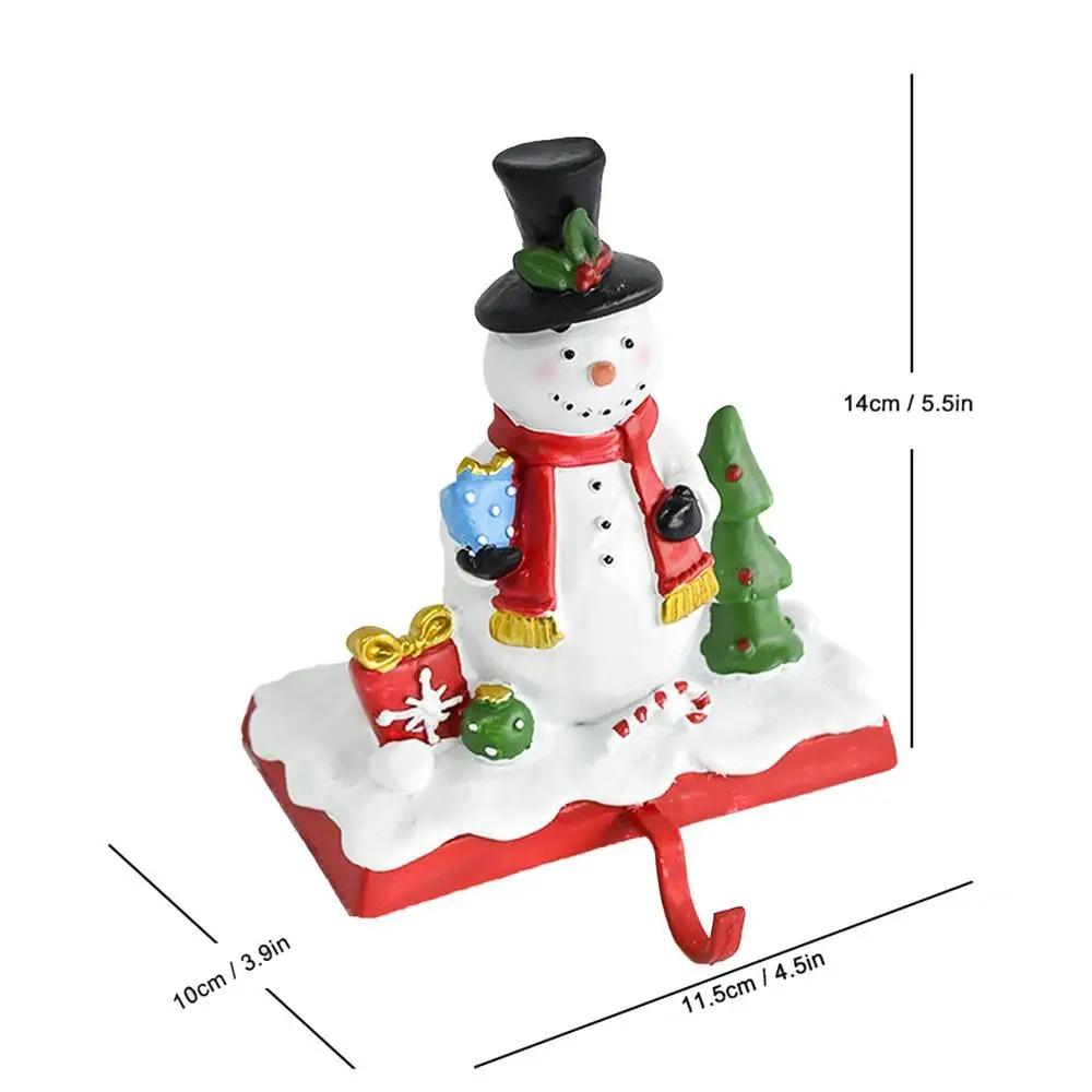 Resin Santa Claus Snowman Hook Non-skid Fireplace Mantel Stand Hanger  Party Favors